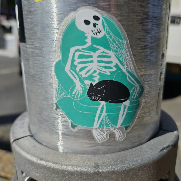 Skeleton Cat Clear Sticker