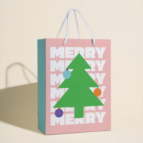 Merry Christmas Tree & Ornaments Gift Bag