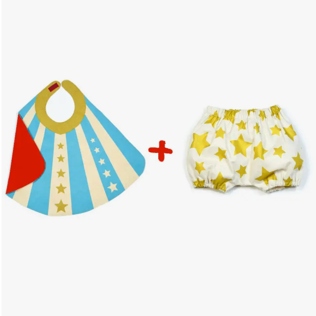 Blue Baby Hero Cape and Bloomer (6-12mos)/(12-18mos)