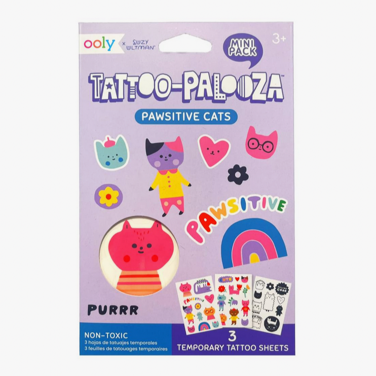 Mini Tattoo Palooza Temporary Tattoos X Suzy Ultman- Pawsitive Cat