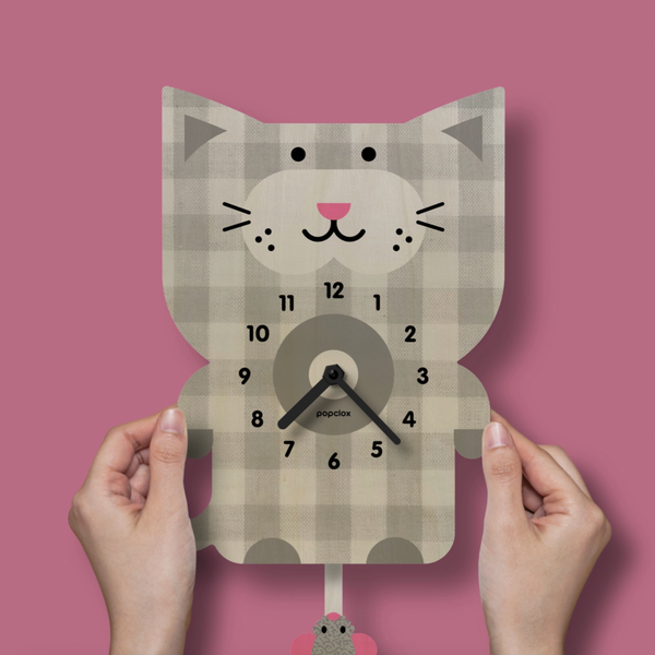 Cat Pendulum Clock -wood