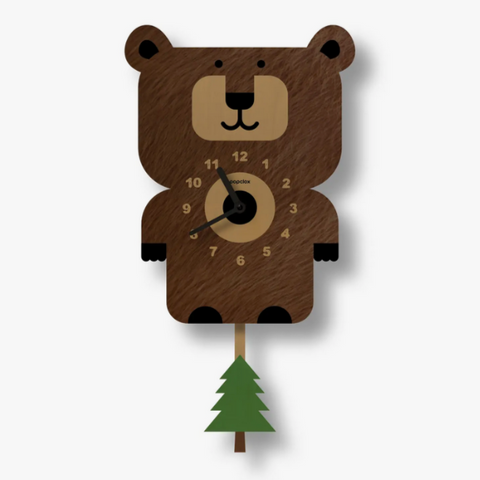 Bear Pendulum Clock -wood