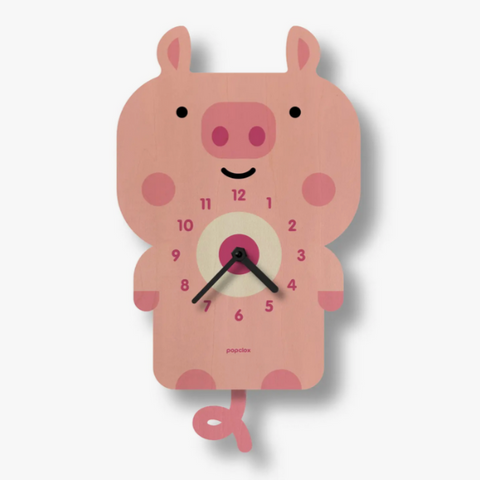 Pig Pendulum Clock -wood