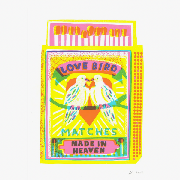 Love Bird Matches A4 Risograph Art Print