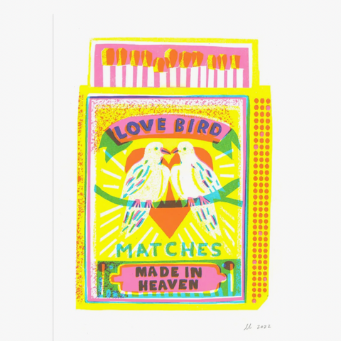 Love Bird Matches A4 Risograph Art Print