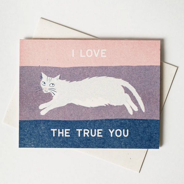 I Love the True You - Bi Pride Risograph Card -love