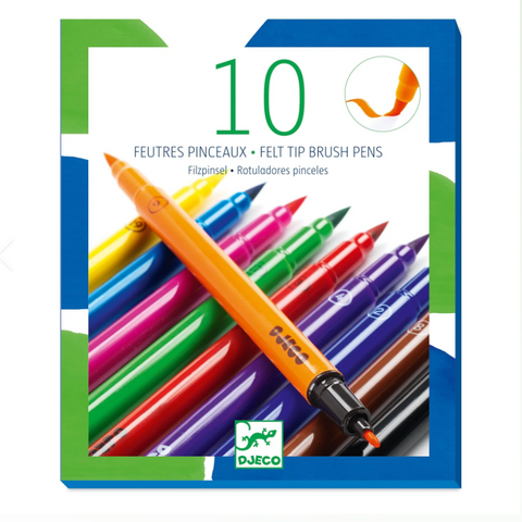 10 Double Ended Felt Tip Brush Pens-Classic