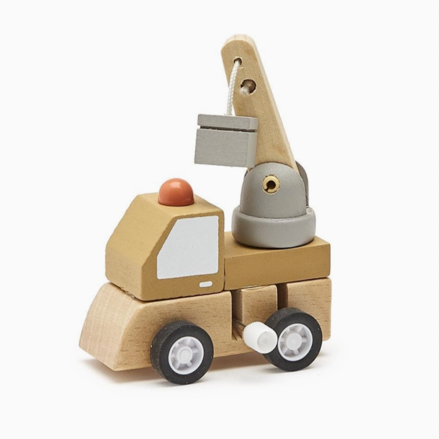 Construction Vehicle Wooden Wind-Up Truck