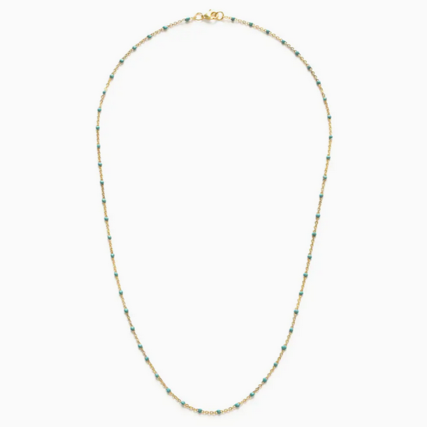 Enamel Beaded Chain Necklace - tq