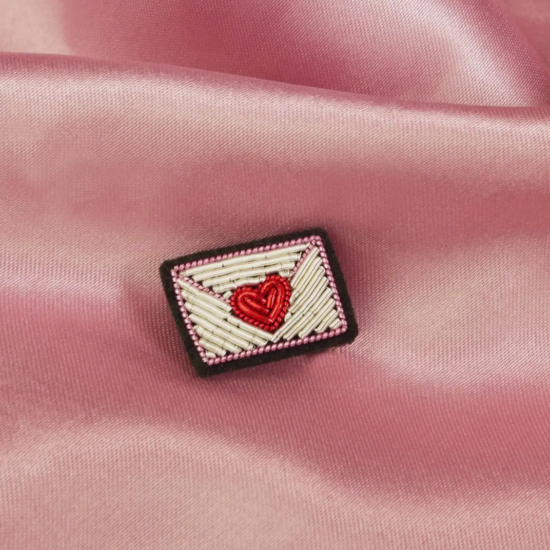Handmade Cranberry Mini Love Envelope Brooch - Handmade