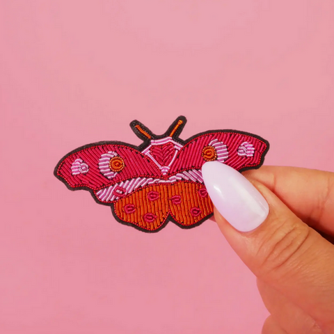 Love Butterfly Brooch - Handmade Cannetille Embroidery