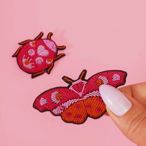 Love Butterfly Brooch - Handmade Cannetille Embroidery