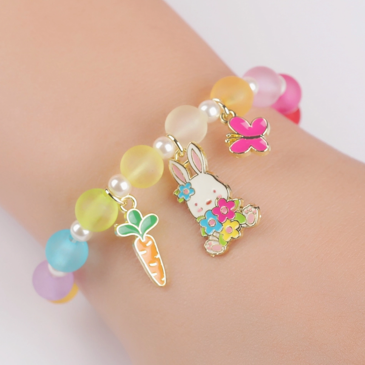Charming Whimsy Bracelet- Easter Bunny and Blooms