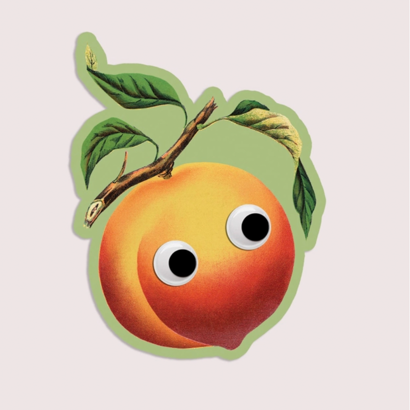 Googly Peach Vinyl Sticker