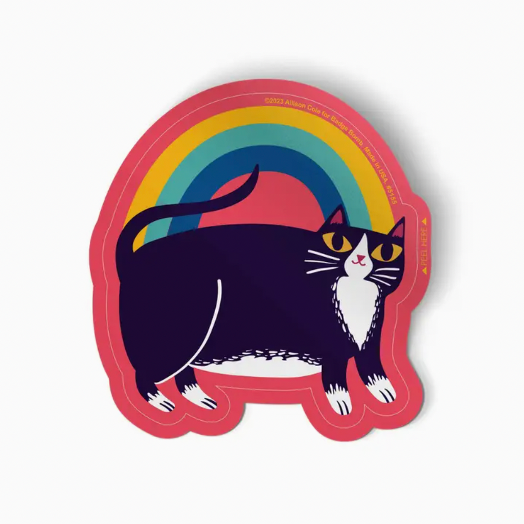 Rainbow Tuxedo Cat Sticker