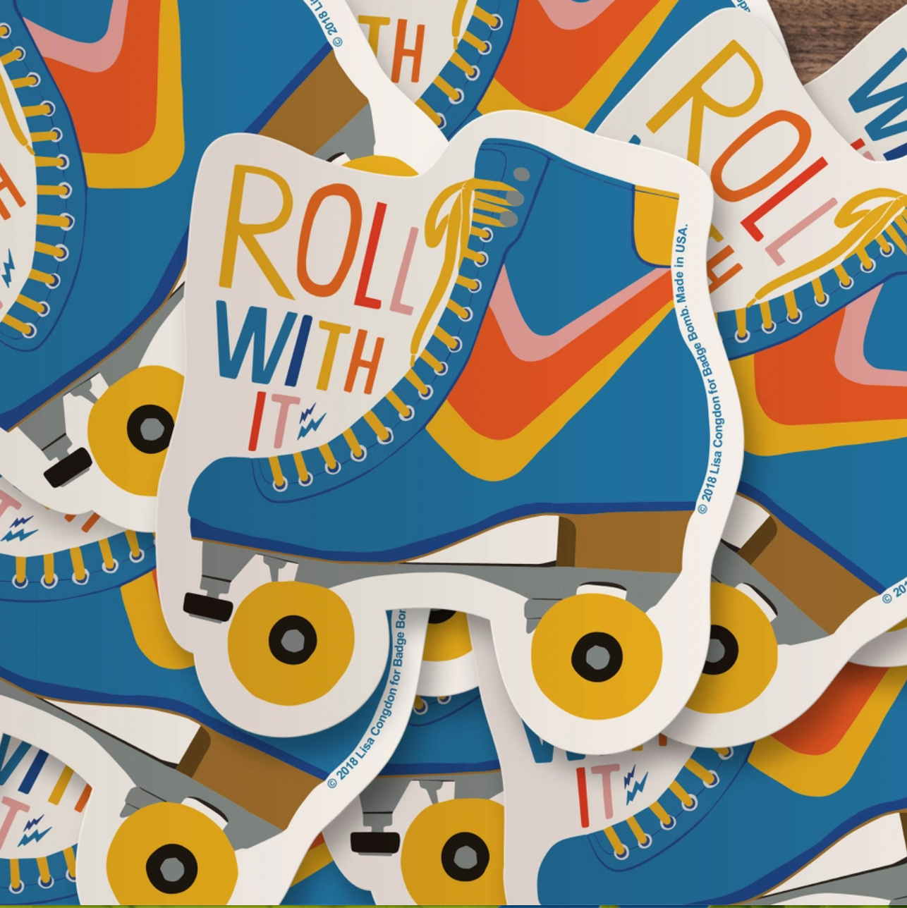 Roll with It Roller Skate Big Sticker