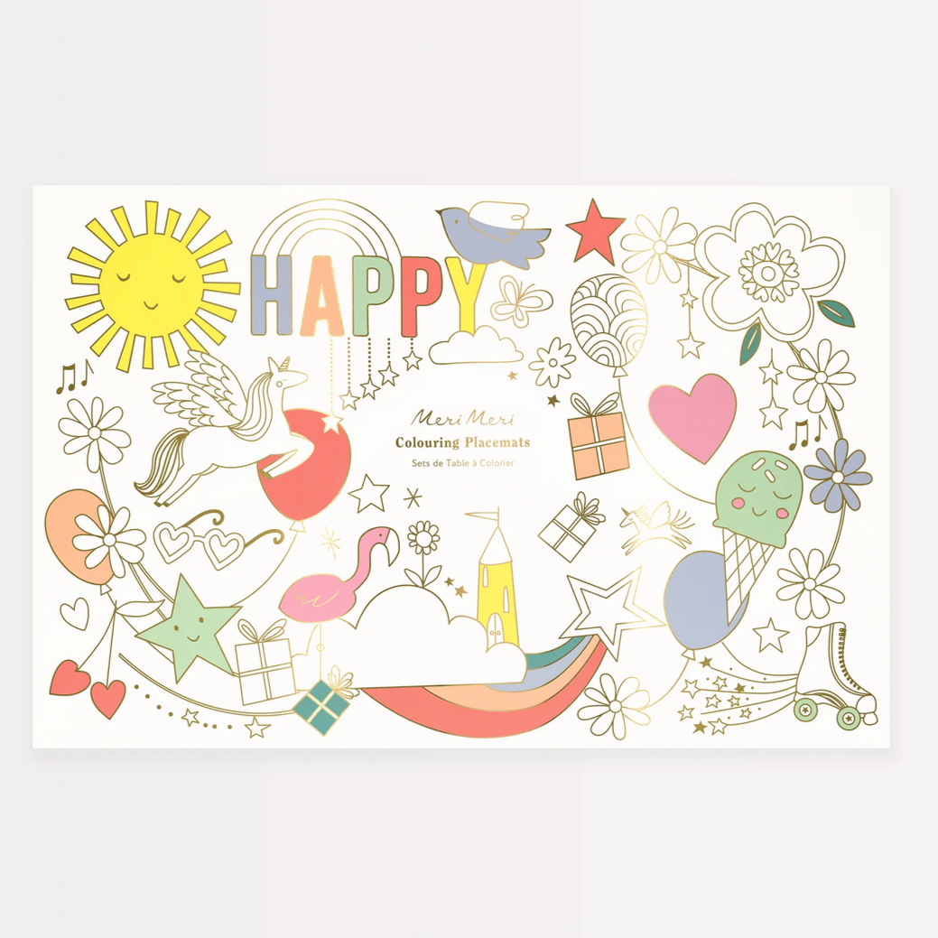 Happy Icons Colouring Placemats -pk8