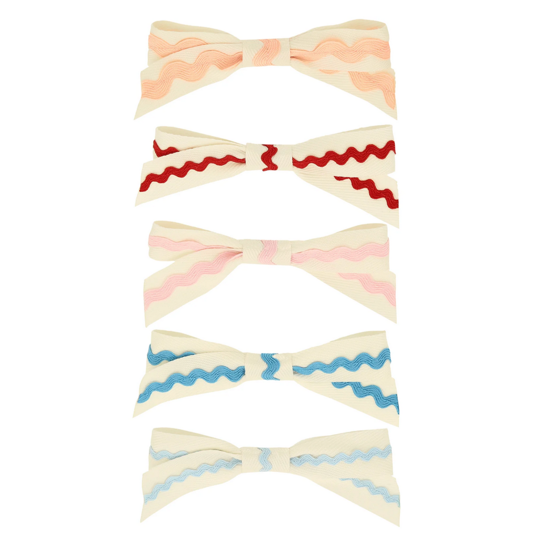 Ric Rac Bow Hair Clips (pk5)