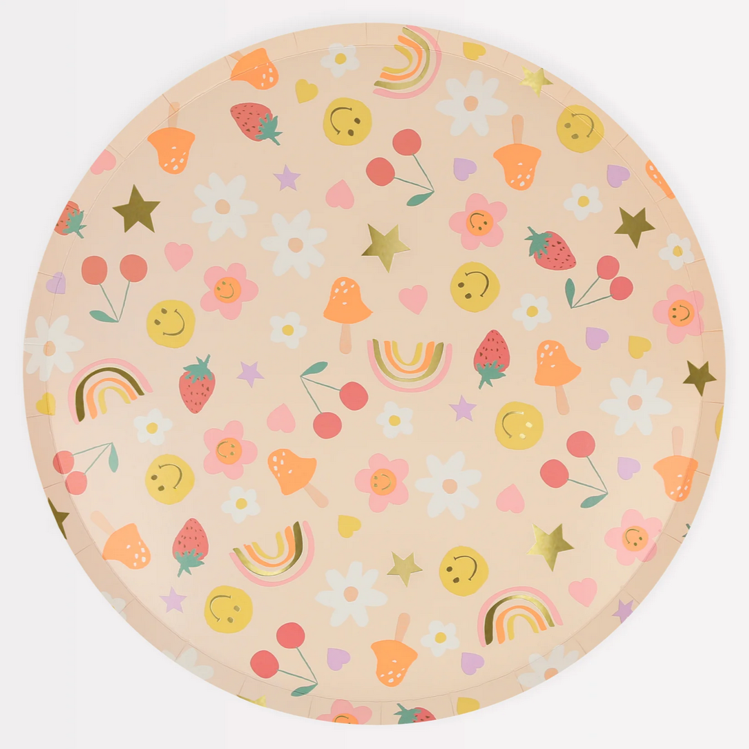 Happy Face Icons Dinner Plates (pk8)