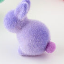 Flocked Pastel Seated Bunny with Pom Pom Tail