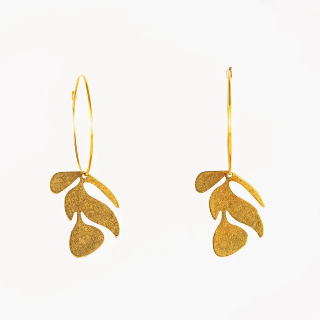 Brass Flower Hoop Earrings