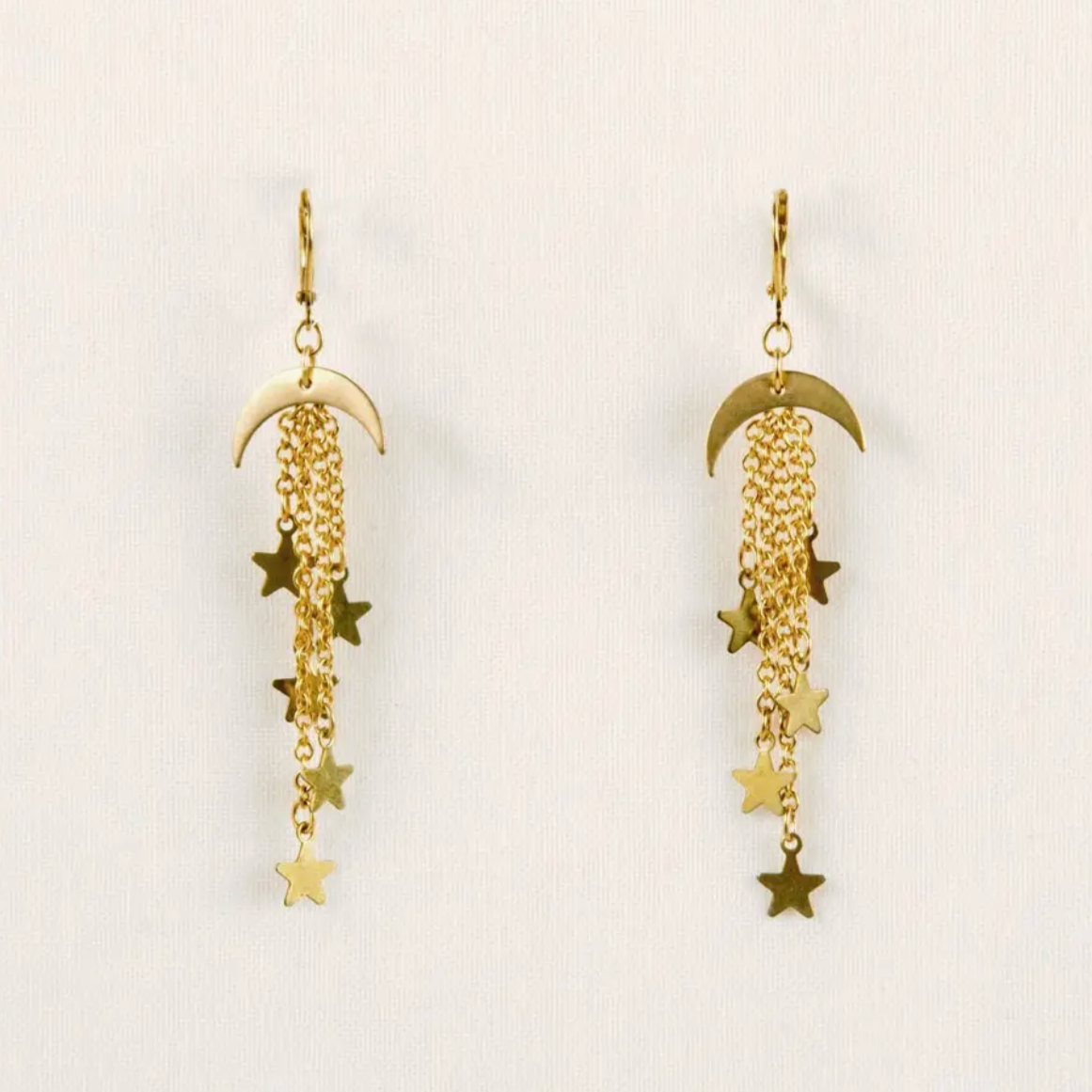 Moon and Star Dangle Earring