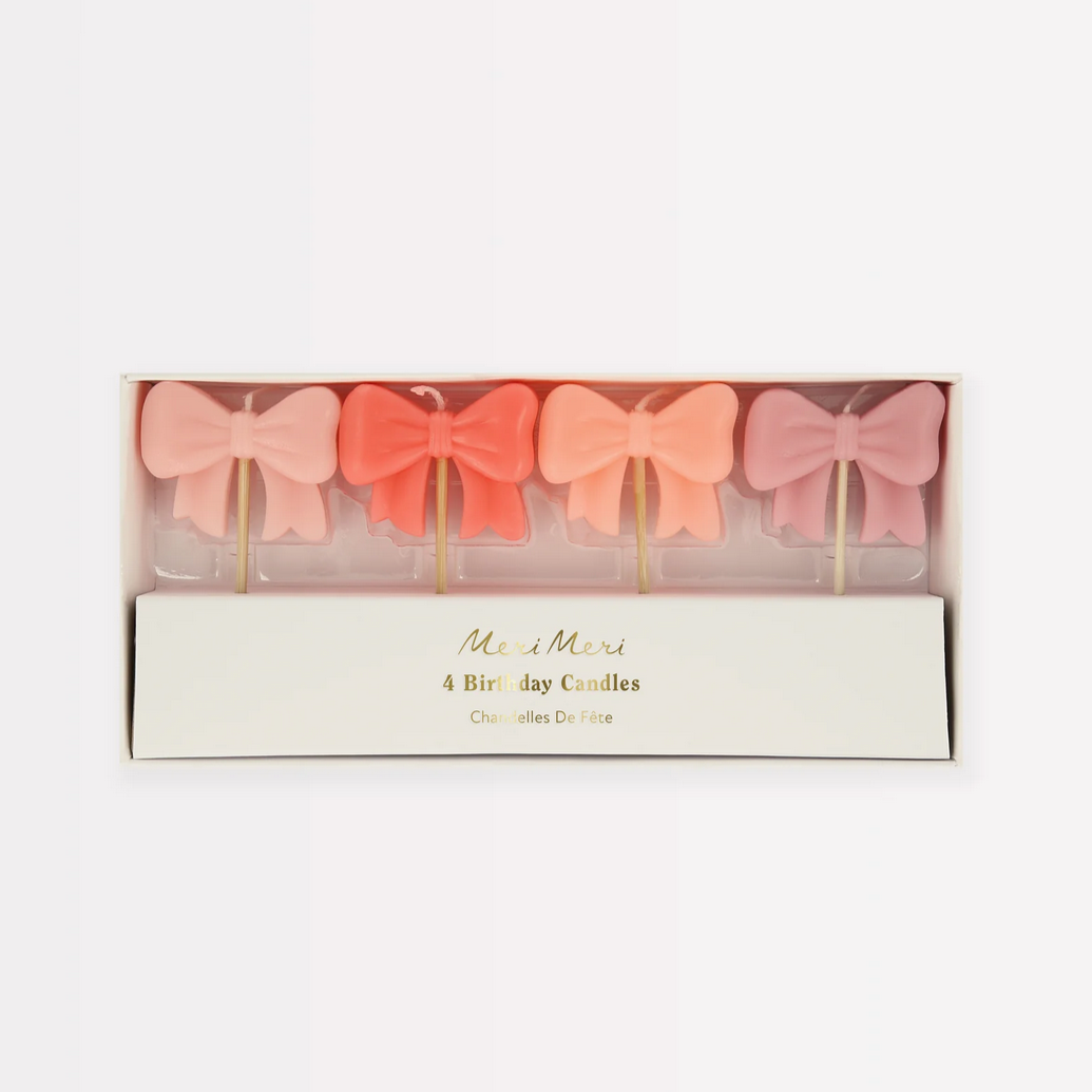 Pink Bow Candles (pk4)