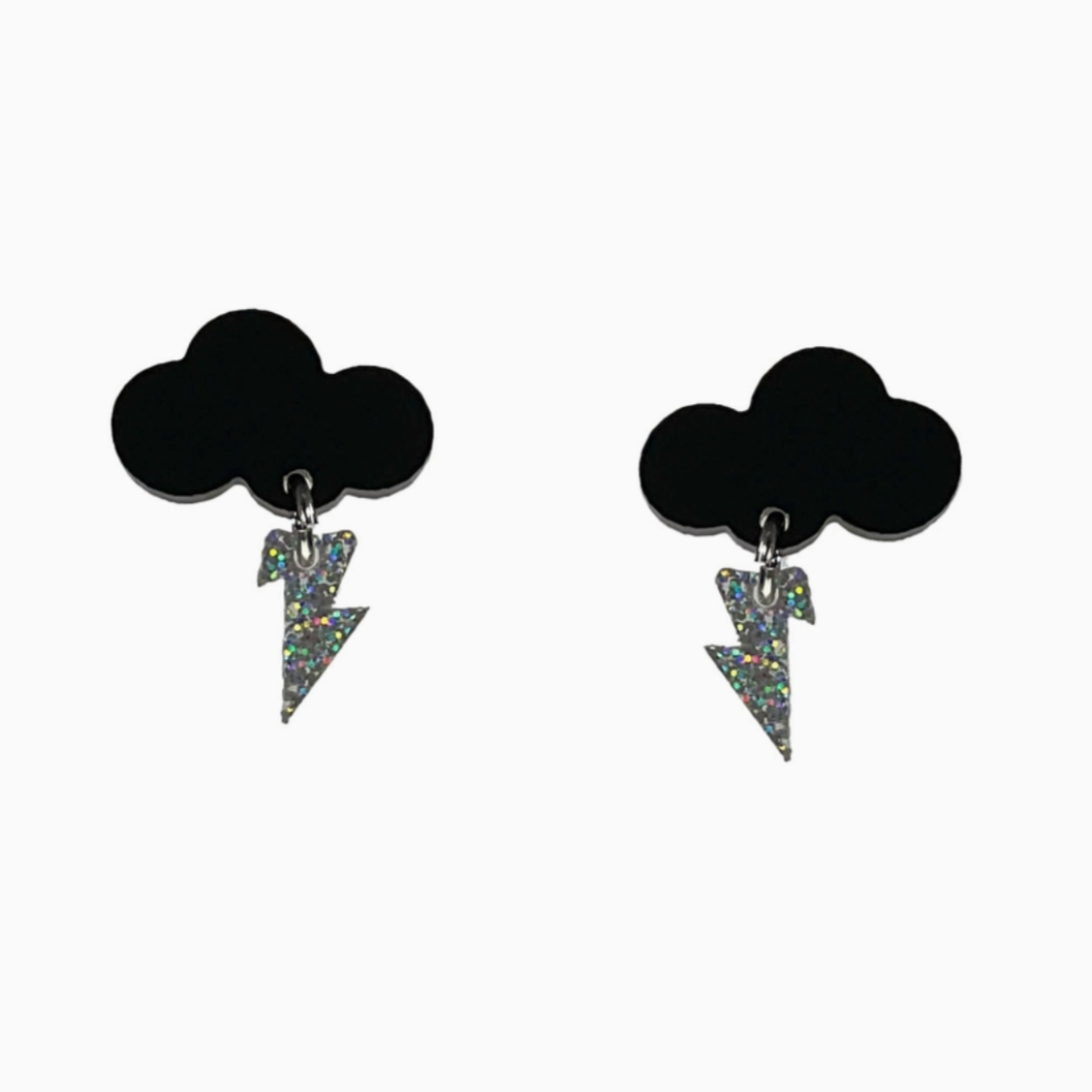 Baby Rain Cloud Earrings - Matte Black
