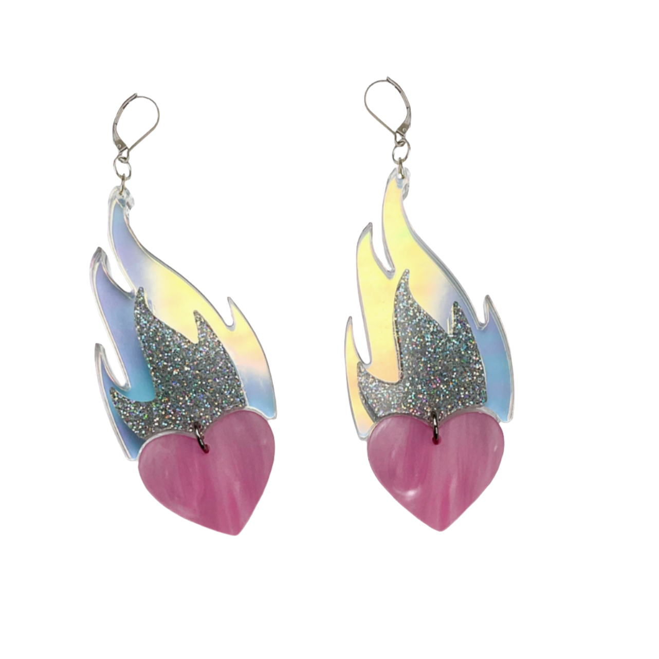 Love A La Flambe Earrings in Holo Glitter