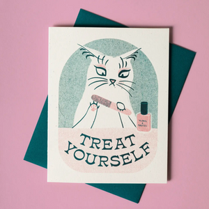 Treat Yourself - Risograph Card -hello/birthday/congratulations