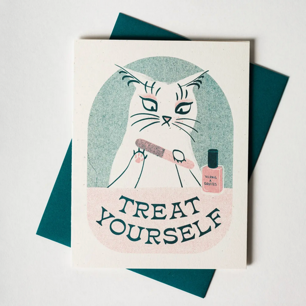 Treat Yourself - Risograph Card -hello/birthday/congratulations