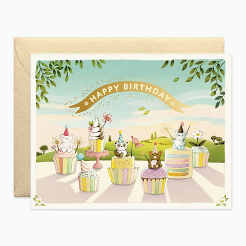 Cupcake Bears Birthday Card -birthday