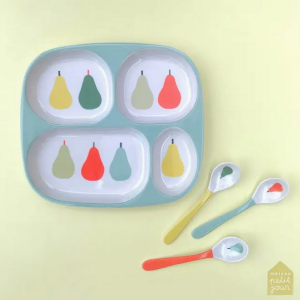 4-Compartment Serving Tray -pear 6m+