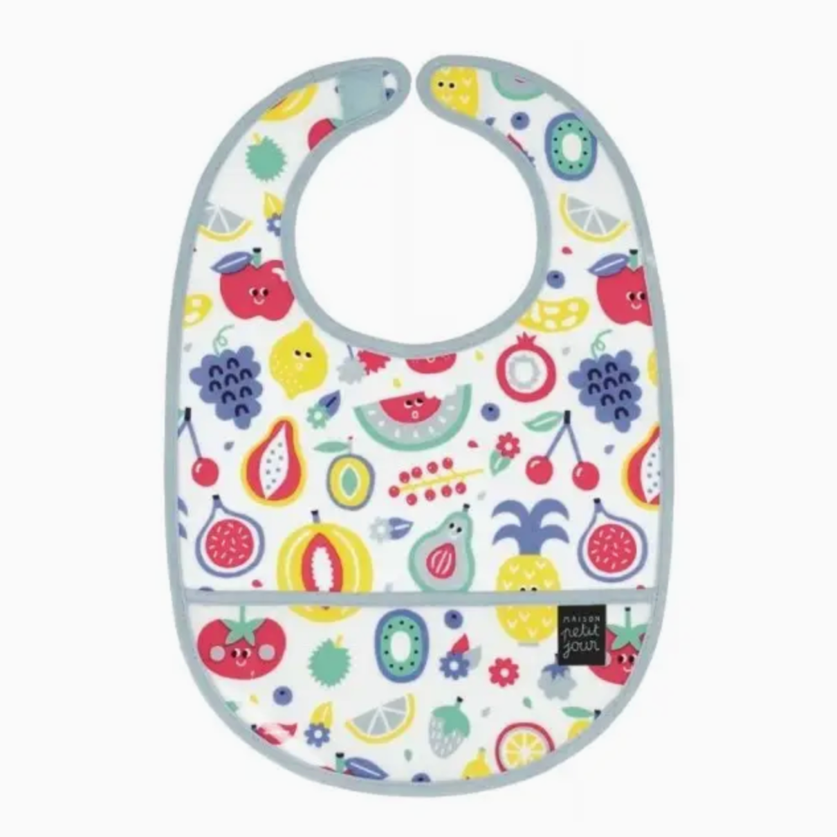 Coated Cotton Bib -tootti frutti blue 6m+