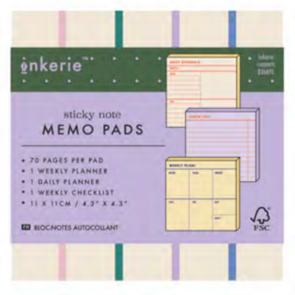 Set of 3 Sticky Note Memo Pads