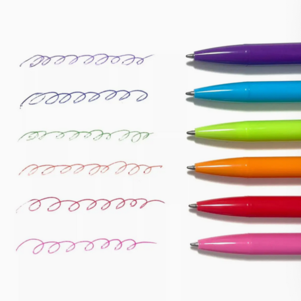 Bright Writers Colored Ballpoint Pens - set of 6