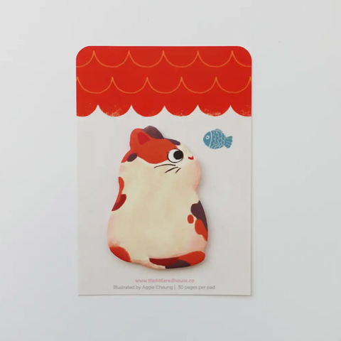 Calico Cat with Fish Die Cut Sticky Note