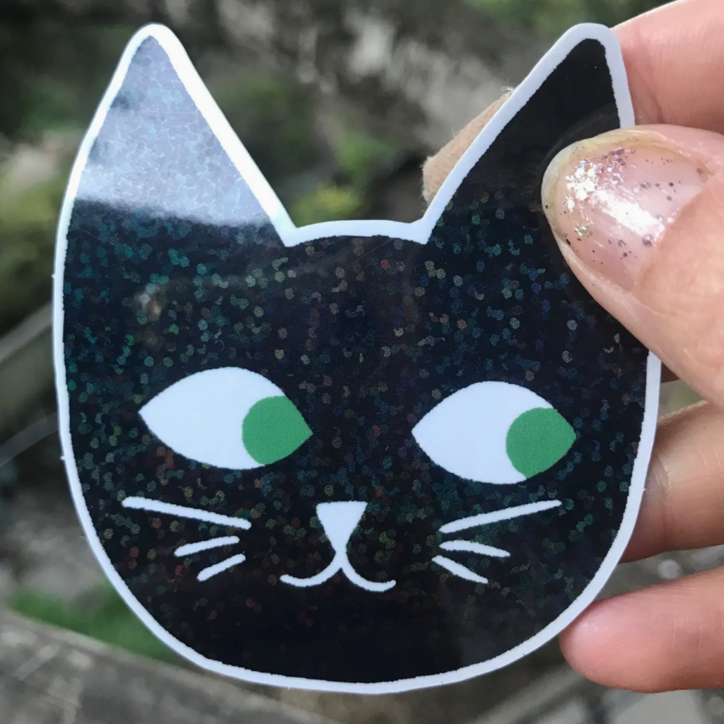 Glitter Cat Head Sticker