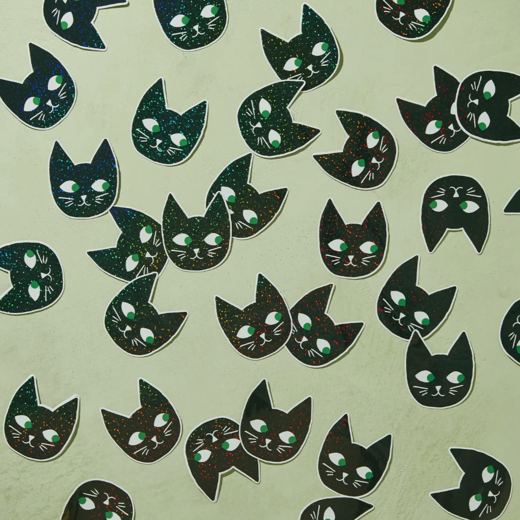 Glitter Cat Head Sticker