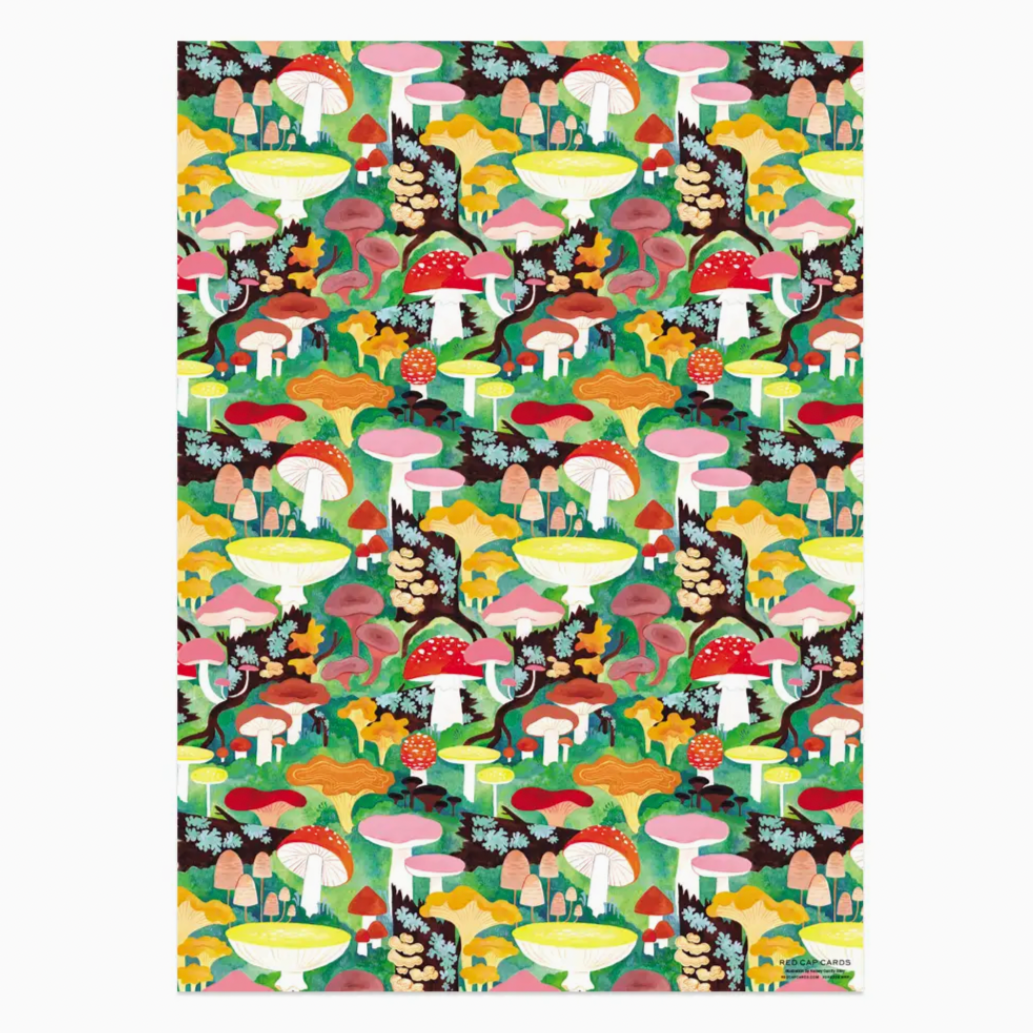 Woodland Mushrooms wrapping paper -single sheet