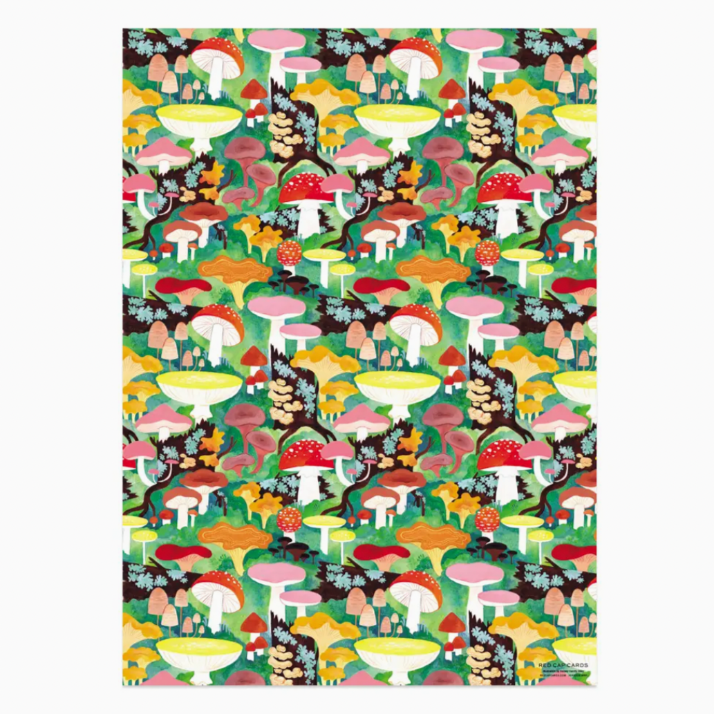 Woodland Mushrooms wrapping paper -roll of 3 sheets