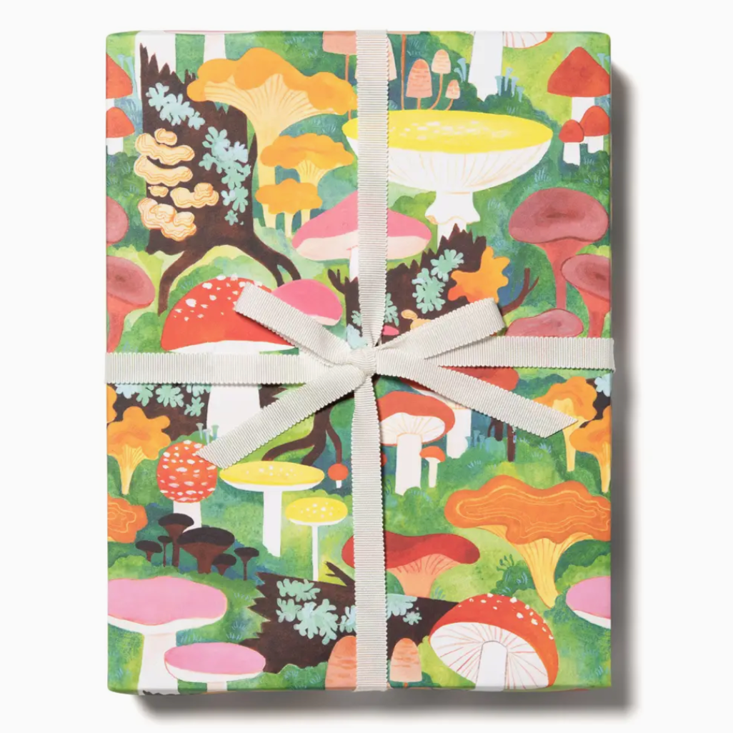 Woodland Mushrooms wrapping paper -single sheet