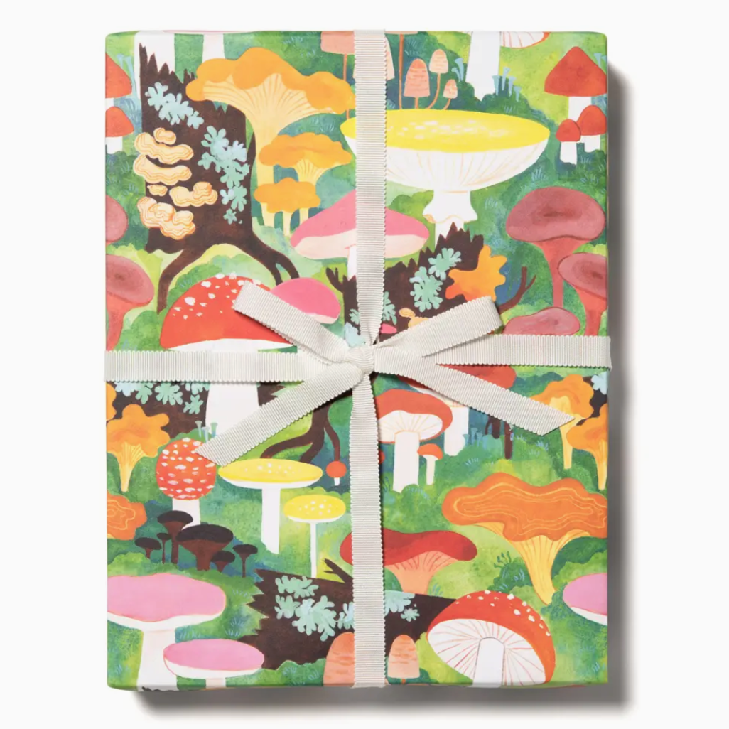 Woodland Mushrooms wrapping paper -roll of 3 sheets