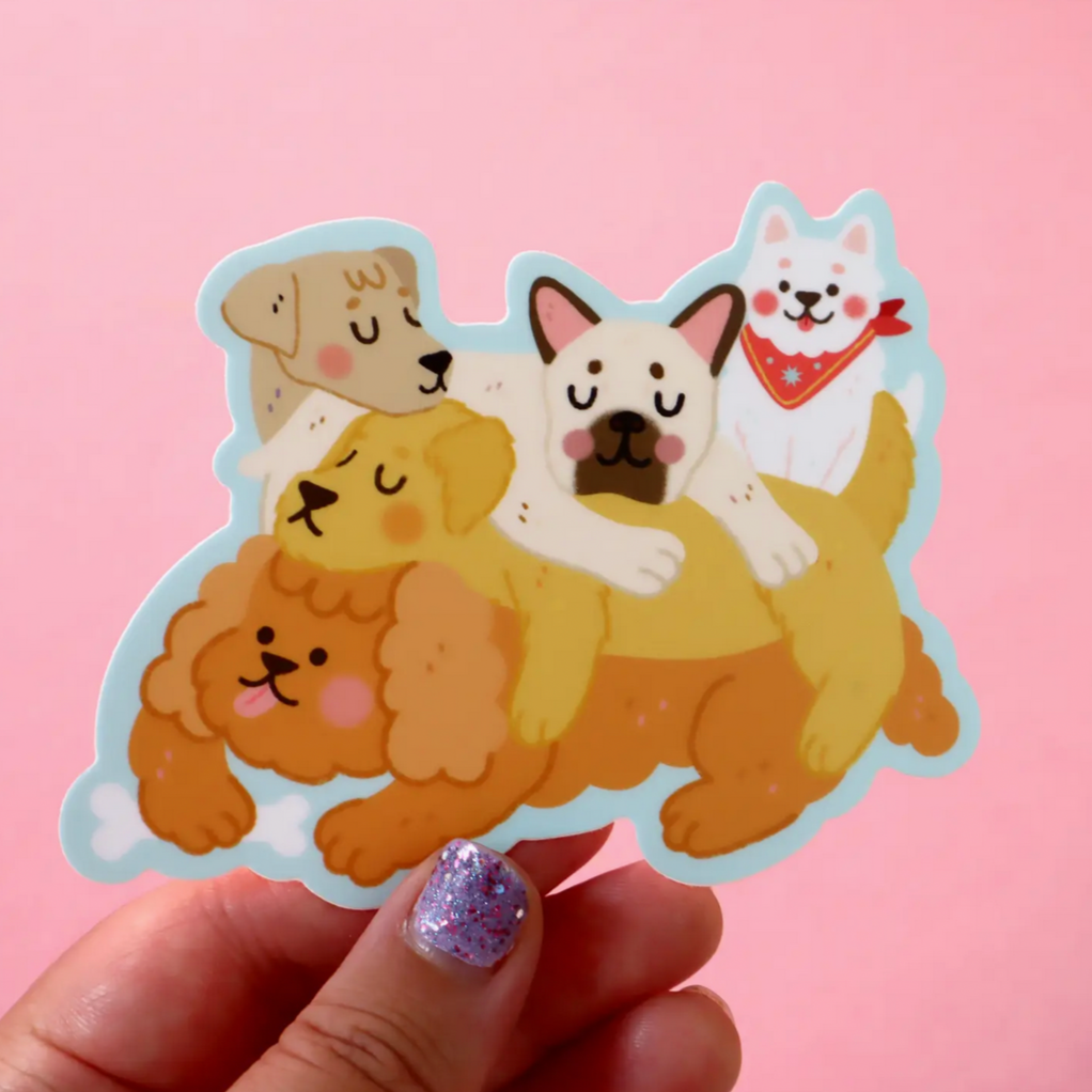 Puppy Pile Sticker -Vica Lew
