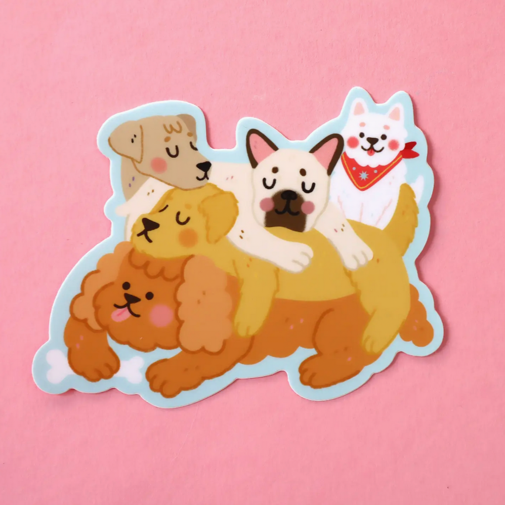 Puppy Pile Sticker -Vica Lew