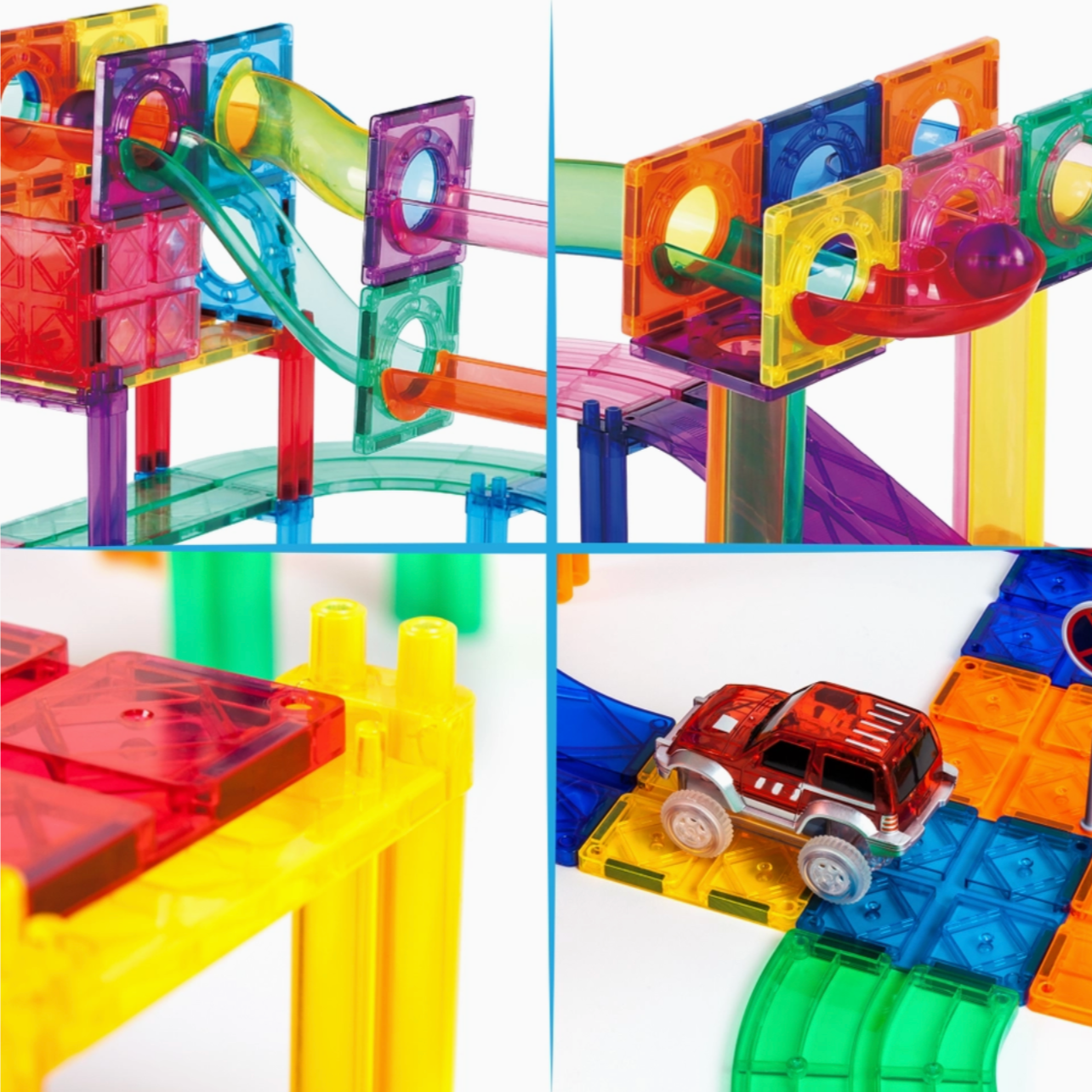 108 Piece 2-in-1 Magnetic Marble Run Set & Racing Track Set