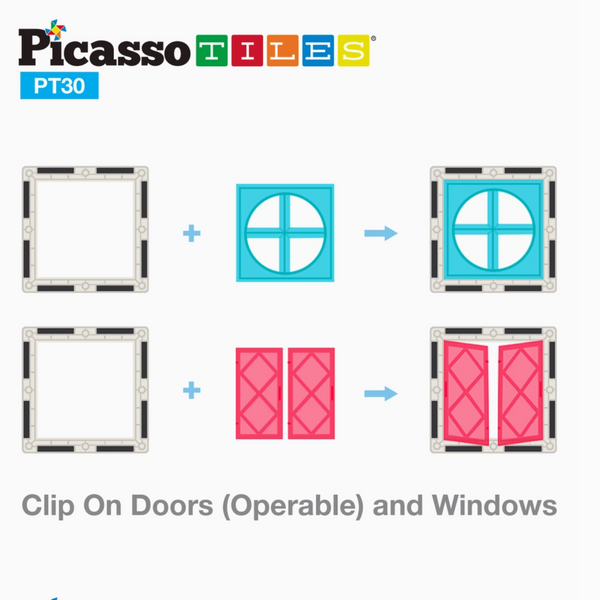 30 Piece Window and Door Clip On Magnetic Tiles