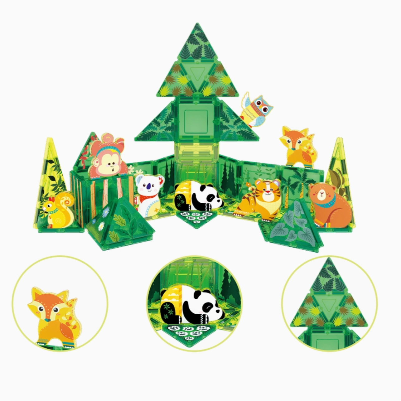 Magnet Tile Building Blocks Forest Animal Theme Toy Set