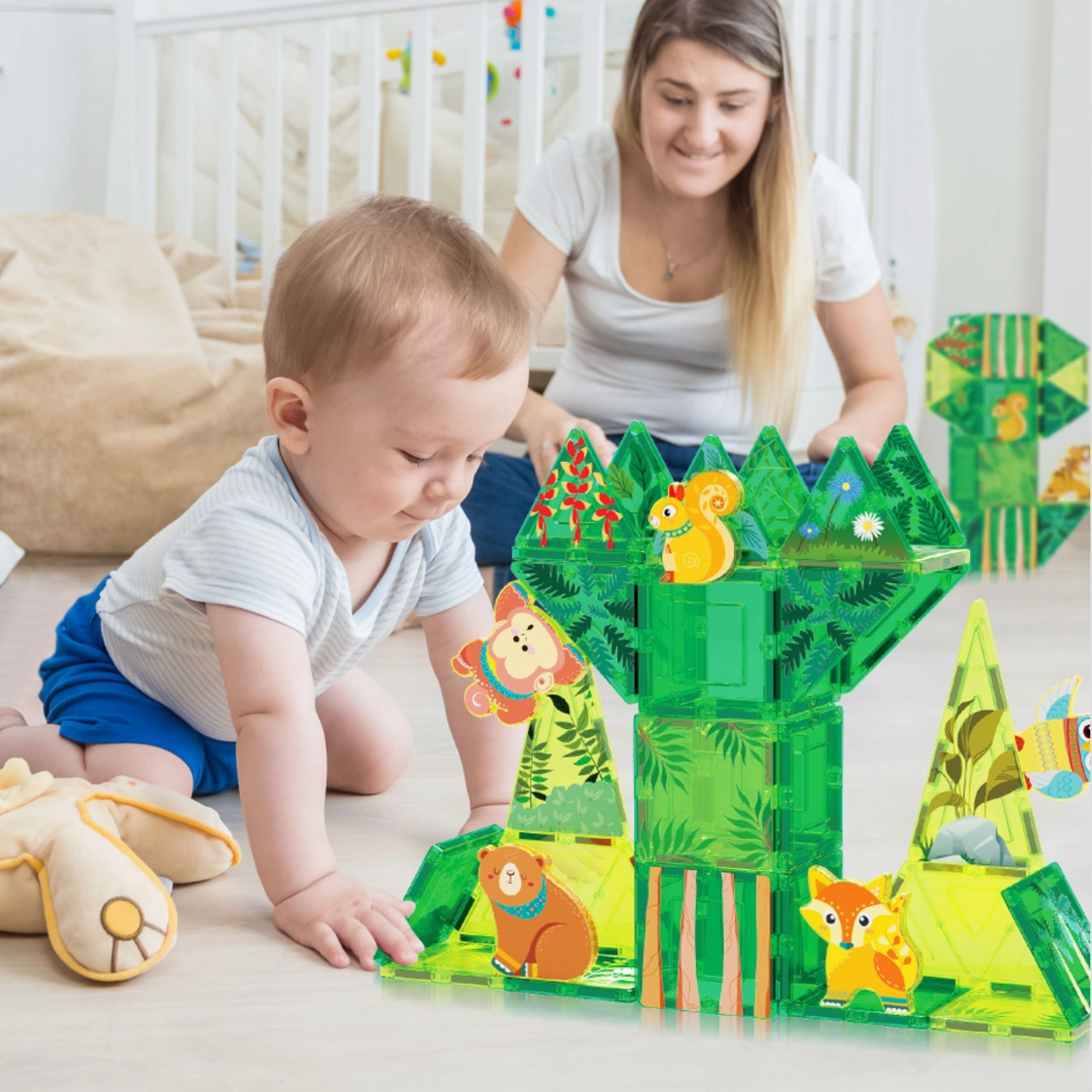 Magnet Tile Building Blocks Forest Animal Theme Toy Set