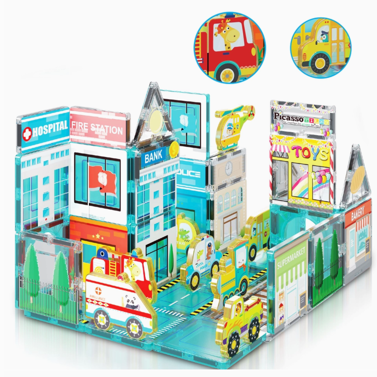 Magnetic Tiles Building Construction Blocks Metro City Town
